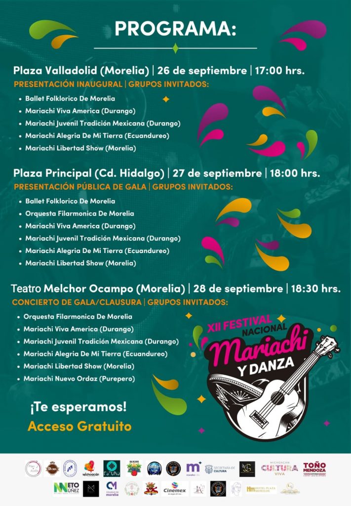 Programa Festival del Mariachi y Danza en Morelia 