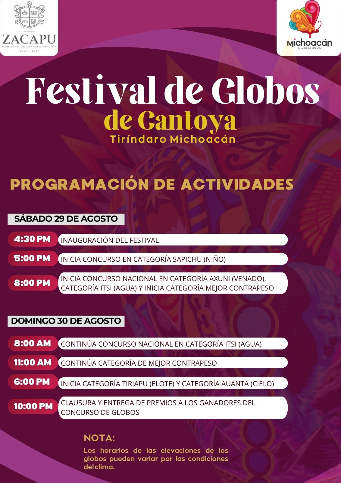 Festival de Globos de Cantoya en Tiríndaro